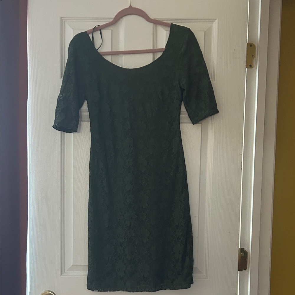 Banana Republic Dark Green Lace Scoop-Neck Midi Dress